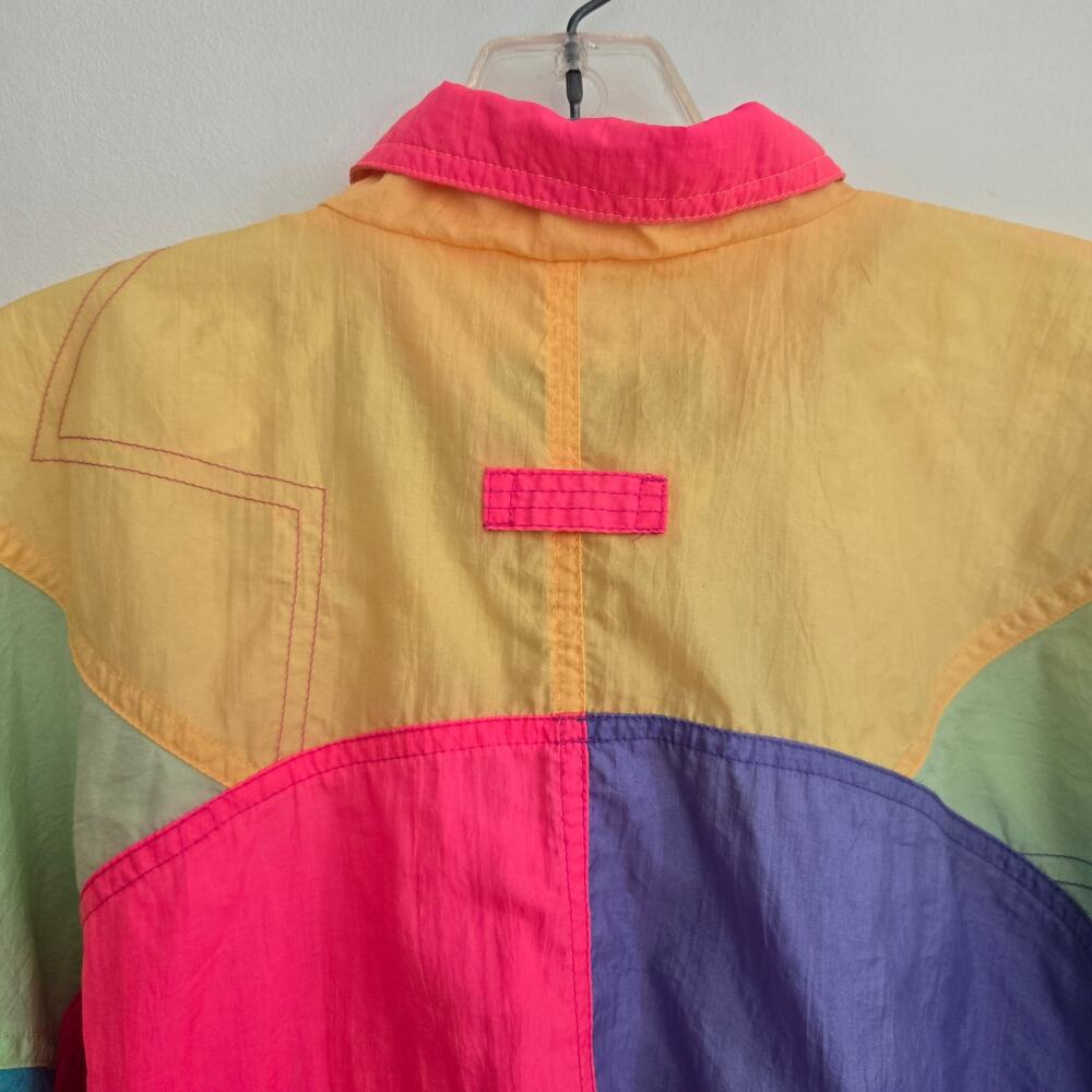 Vintage 80s Kids London Fog Windbreaker Jacket Neon Colorblock Nostalgia Large - Picture 5 of 12